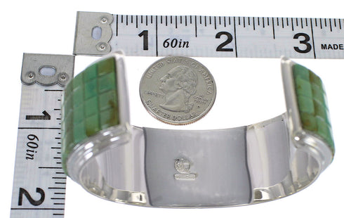 Heavy Sterling Silver Turquoise Inlay Cuff Bracelet Jewelry VX63348