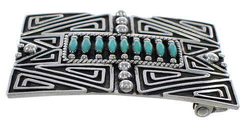 Silver Turquoise Needlepoint Belt Buckle AX78266