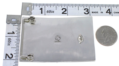 Silver Turquoise Needlepoint Belt Buckle AX78266