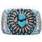 Silver Turquoise Sun Water Wave Belt Buckle AX78269