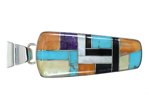 Southwest Authentic Sterling Silver Multicolor Pendant MX65397