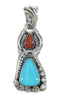 Silver Turquoise And Coral Flower Pendant MX65463