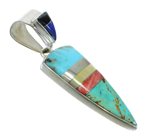 Multicolor Inlay Genuine Sterling Silver Pendant MX65557
