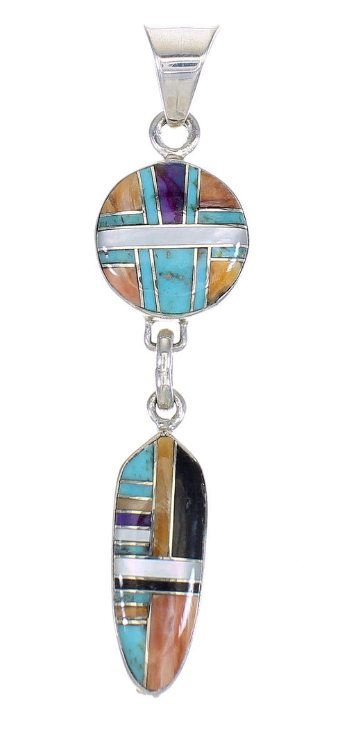 Southwest Multicolor Sterling Silver Reversible Pendant MX65582