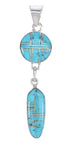 Turquoise Multicolor Reversible Silver Southwest Pendant MX65583