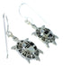 Jet And Mother Of Pearl Turtle Southwest Sterling Silver Hook Earrings WX63390