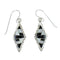Jet And Mother Of Pearl Southwestern Sterling Silver Hook Dangle Earrings WX63393