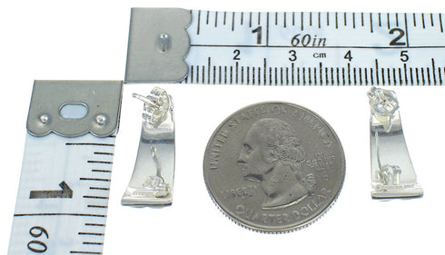 Jet And Genuine Sterling Silver Southwest Post Earrings WX63416