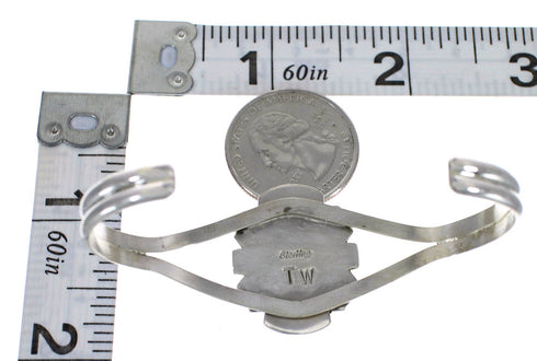 Southwest Sterling Silver Black Jade And Mother Of Pearl Bracelet VX64069