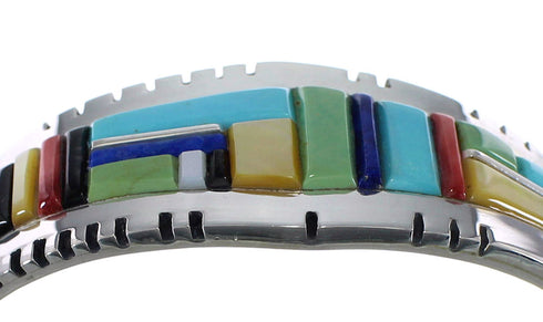Multicolor Southwest Sterling Silver Substantial Bracelet VX63236