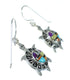 Southwest Multicolor Sterling Silver Water Wave Turtle Hook Dangle Earrings WX78679