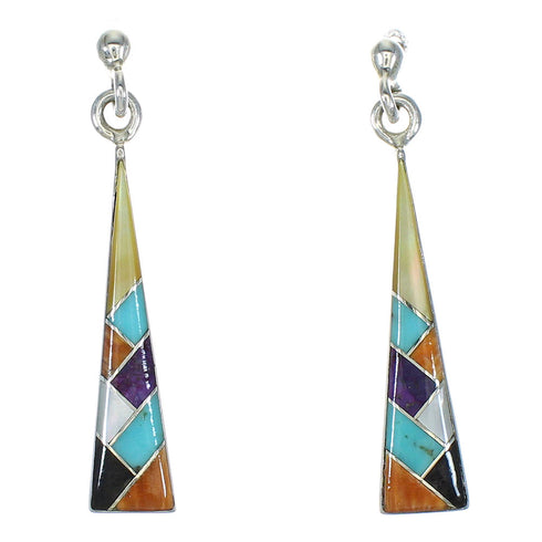 Southwestern Multicolor Genuine Sterling Silver Post Dangle Earrings WX78764