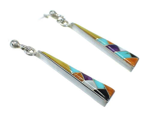 Southwestern Multicolor Genuine Sterling Silver Post Dangle Earrings WX78764