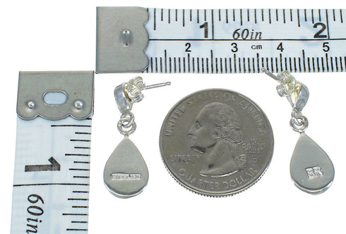 Southwest Multicolor Authentic Sterling Silver Tear Drop Post Dangle Earrings WX78870