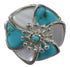 Southwest Silver Turquoise Mother Of Pearl Flower Ring Size 7-1/4 QX75732