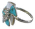 Southwest Silver Turquoise Mother Of Pearl Flower Ring Size 7-1/4 QX75732
