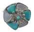 Southwestern Sterling Silver Turquoise Mother Of Pearl Flower Ring Size 5-1/4 QX75738