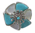 Turquoise Mother Of Pearl Silver Southwest Flower Ring Size 8-1/4 QX75766