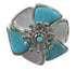 Silver Southwest Turquoise Mother Of Pearl Flower Ring Size 6-1/4 QX75758