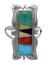Multicolor Inlay Southwest Silver Ring Size 5-3/4 QX75859