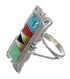 Multicolor Inlay Southwestern Sterling Silver Ring Size 6-1/4 QX75862