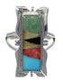 Multicolor Inlay Southwestern Authentic Sterling Silver Ring Size 7-1/4 QX75864