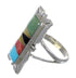 Multicolor Inlay Southwestern Authentic Sterling Silver Ring Size 7-1/4 QX75864