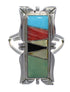 Multicolor Inlay Southwest Genuine Sterling Silver Ring Size 7-1/4 QX75865