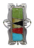 Multicolor Inlay Southwestern Genuine Sterling Silver Ring Size 6-1/4 QX75866