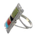 Multicolor Inlay Silver Southwest Ring Size 8-3/4 QX75867