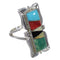 Multicolor Inlay Authentic Sterling Silver Southwestern Ring Size 5-1/2 QX75872
