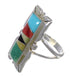 Multicolor Inlay Authentic Sterling Silver Southwestern Ring Size 5-1/2 QX75872