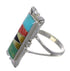Southwestern Authentic Sterling Silver Multicolor Inlay Ring Size 4-3/4 QX75886