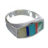 Sterling Silver Southwest Multicolor Inlay Ring Size 5-1/4 QX75895