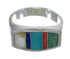 Sterling Silver Southwestern Multicolor Inlay Ring Size 6-3/4 QX75897