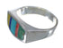 Sterling Silver Southwestern Multicolor Inlay Ring Size 6-3/4 QX75897