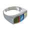Genuine Sterling Silver Southwest Multicolor Inlay Ring Size 5-3/4 QX75902