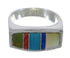 Genuine Sterling Silver Southwest Multicolor Inlay Ring Size 5-3/4 QX75902