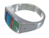 Southwestern Multicolor Inlay Silver Ring Size 7-1/4 QX75905