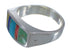 Southwest Multicolor Inlay Sterling Silver Ring Size 8-1/4 QX75906