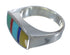 Southwestern Multicolor Inlay Genuine Sterling Silver Ring Size 8 QX75930