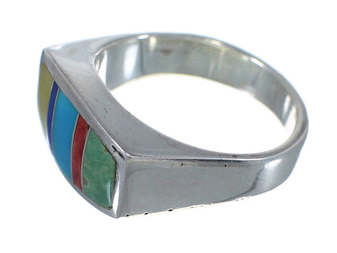Silver Multicolor Inlay Southwest Ring Size 4-3/4 QX75932