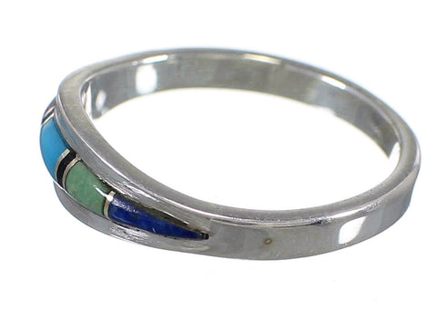 Multicolor Inlay Southwest Silver Ring Size 6-1/4 QX75697