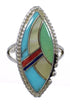 Authentic Sterling Silver Southwest Multicolor Inlay Ring Size 6 QX75705