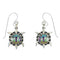 Native American Village Design Multicolor Turtle Silver Water Wave Hook Dangle Earrings WX79060