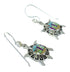 Native American Village Design Multicolor Turtle Silver Water Wave Hook Dangle Earrings WX79060