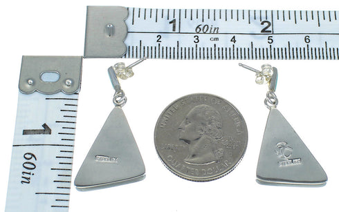 Genuine Sterling Silver Turquoise Inlay Southwest Post Dangle Earrings QX78729