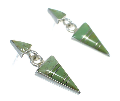 Southwest Authentic Sterling Silver Turquoise Inlay Post Dangle Earrings QX78871