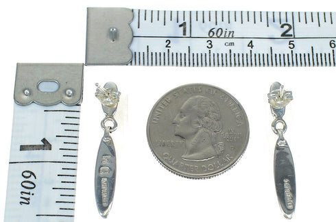 Southwest Genuine Sterling Silver Turquoise Inlay Post Dangle Earrings QX78874