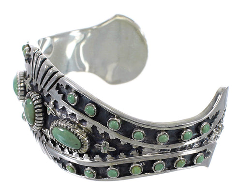 Genuine Sterling Silver Southwest Turquoise Heavy Bracelet Jewelry VX63371